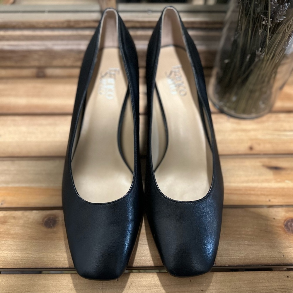 🍁💻☕️ FRANCO SARTO GENUINE LEATHER BLOCK HEEL SHOES Size 8.5- EUC! ☕️💻🍁
